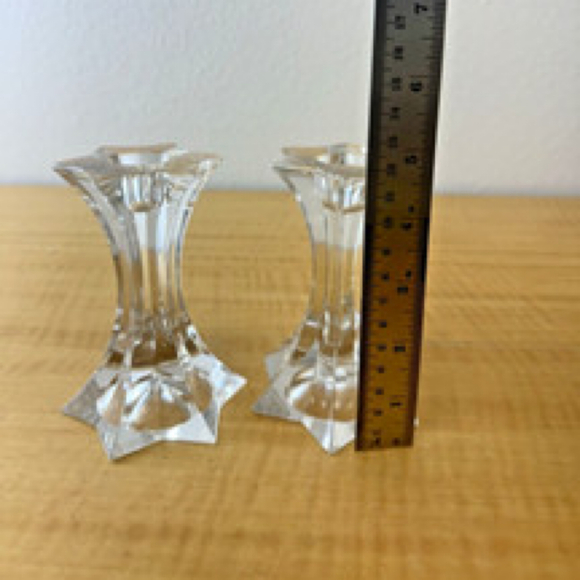 Mikasa Firestar Crystal Candle Sticks Holders Pair Star Small 4.25” Austria - Picture 2 of 4